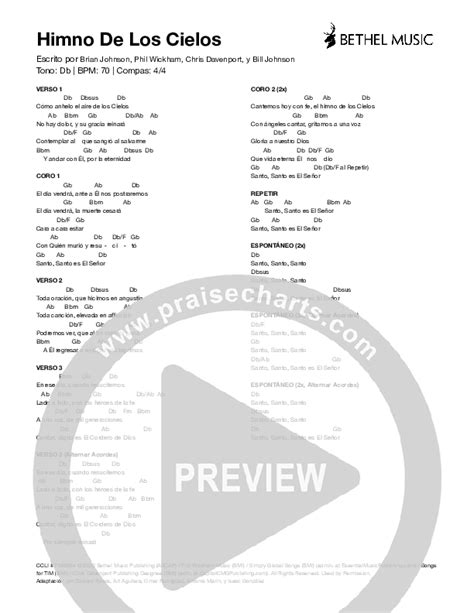 Himno De Los Cielos (Hymn Of Heaven) Chords PDF (Bethel Music) - PraiseCharts