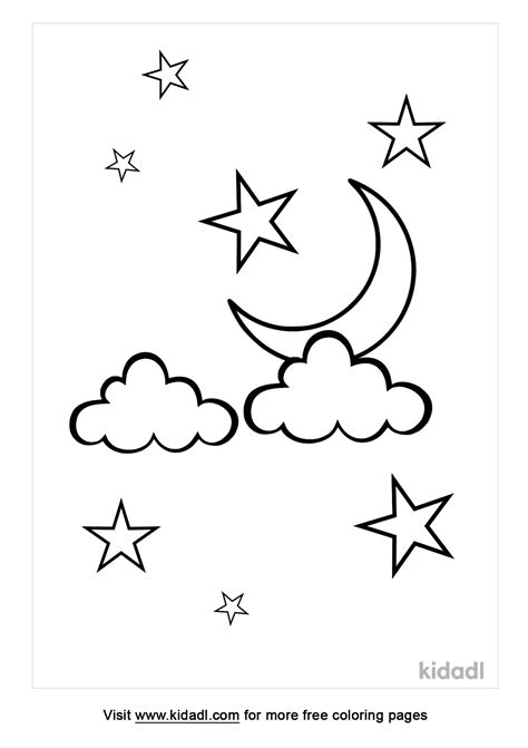 Free Moon, Stars And Clouds Coloring Page | Coloring Page Printables | Kidadl