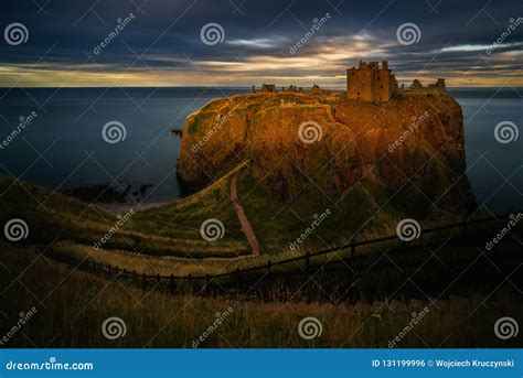 Dunnottar Castle sunset stock photo. Image of scottish - 131199996