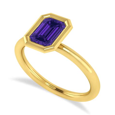 Emerald-Cut Bezel-Set Tanzanite Solitaire Ring 14k Yellow Gold 1ct - AZ386