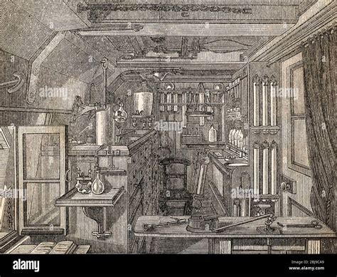 CHALLENGER EXPEDITION 1872-76. The chemistry lab on board HMS ...