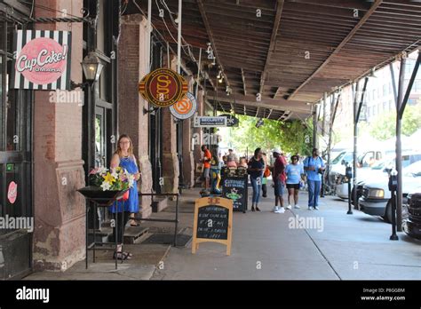 Covered sidewalk, Old Market District, Omaha, Nebraska Stock Photo - Alamy