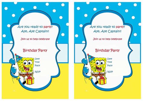 Spongebob Birthday Invitation Printable