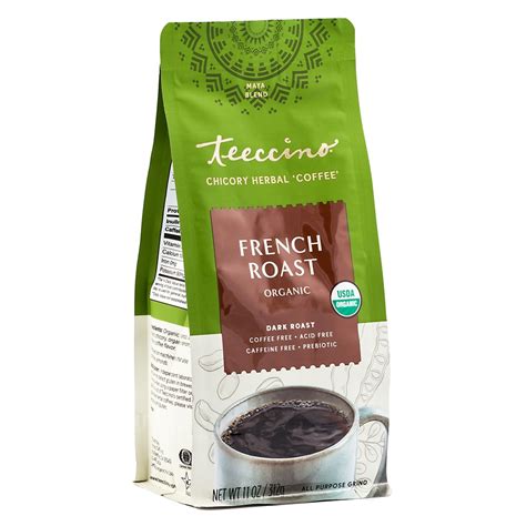 Teeccino Organic Chicory Herbal Coffee Alternative Caffeine Free French Dark Roast -- 11 oz ...