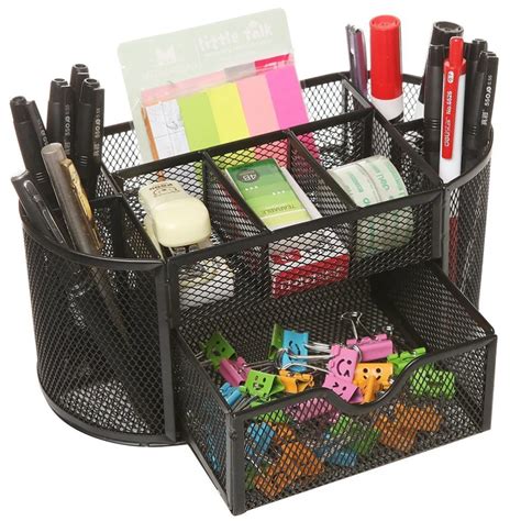 Mesh Collection Oval Supply Caddy Desktop Organizer Office Drawer with ...