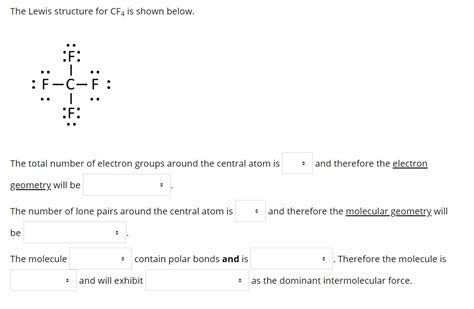 Solved The Lewis structure for CF4 is shown below. :F: | Chegg.com