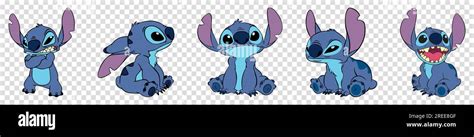 Disney Stitch Cartoon Characters. Vector illustration isolated on transparent background Stock ...