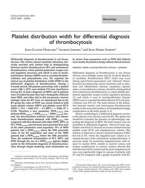 (PDF) Platelet distribution width for differential diagnosis of ...