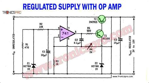 Regulated Power Supply Circuit using Op-Amp 741 - TRONICSpro