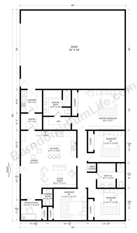 Barndominium With Shop Floor Plans 40x100 - Image to u