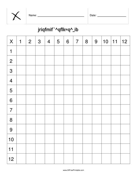 Multiplication Chart Printable Blank - Printable Inspirations Galore!