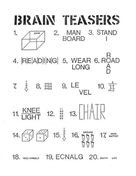 Brain Teasers Printable With Answers