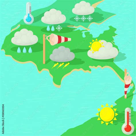 Weather symbols concept map, cartoon style Stock Vector | Adobe Stock