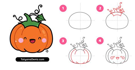 How to draw easy and cute Halloween pumpkin step-by-step