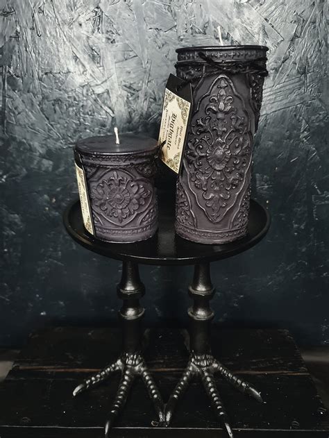 Black Baroque Candle Ornate Gothic Candle Witchy Pillar - Etsy