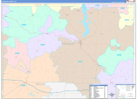 Franklin County, IN Wall Map Color Cast Style by MarketMAPS - MapSales