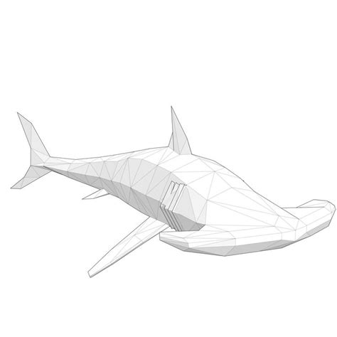 HAMMERHEAD SHARK Sculpture, Papercraft Design Template, 3D Shark, Low Poly Sculpture, Make Your ...