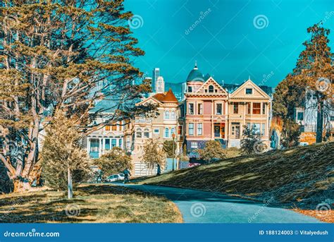 Panoramic View of the San Francisco Painted Ladies Victorian Houses Editorial Stock Photo ...