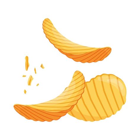 Fried potato chips, delicious crumbs, cartoon style. 3678896 Vector Art ...