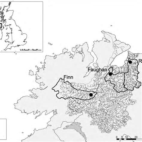 Map of the Foyle catchment. Plain dots represent the resistivity ...