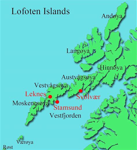 Lofoten, Norway kart - Lofoten Norge kart (Nord-Europa - Europa)