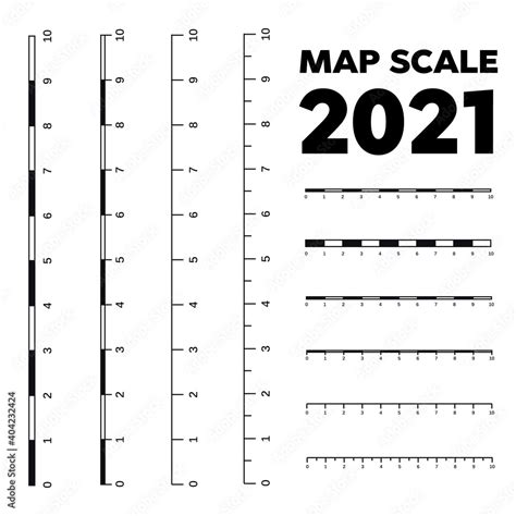 Map scales graphics for measuring distances. Scale measure map vector ...