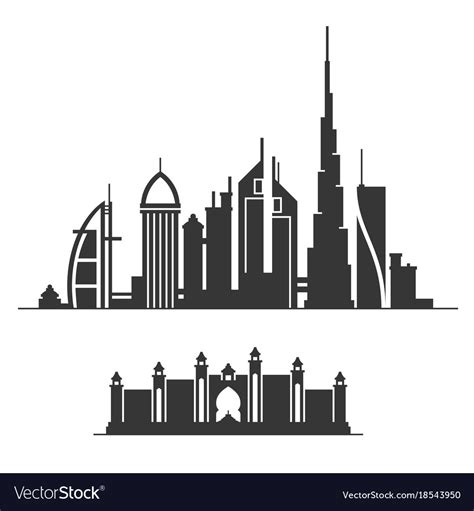 Dubai city skyline silhouette on white background Vector Image