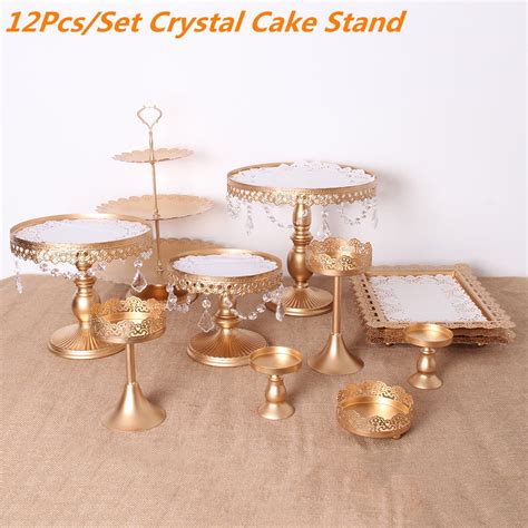 Metal Gold Cake Stand Set Cake Stand Cupcake Holder Dessert Tiered ...