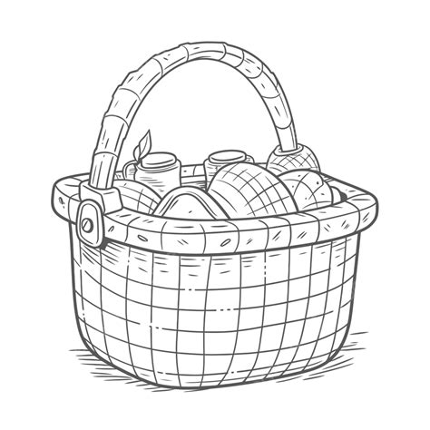 Free Image About Basket Coloring Pages Basket Drawing Illustration Of ...