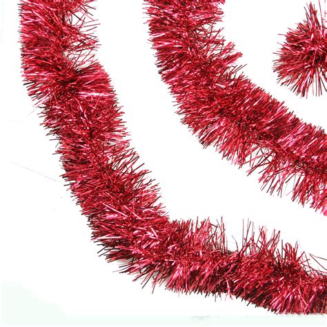 50' Shiny Red Festive Christmas Foil Tinsel Garland - Unlit - 6 Ply ...