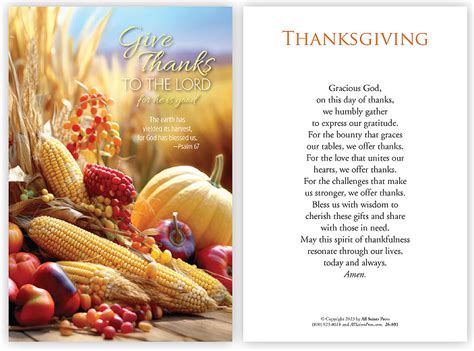 Thanksgiving Prayer Card