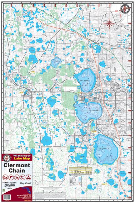 Clermont Chain of Lakes Waterproof Map #7002 – Kingfisher Maps, Inc.