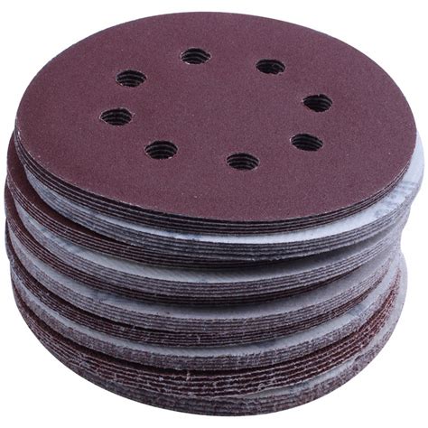 50pcs 125mm orbital sander sandpaper discs 40,60,80,100,120g grit ...