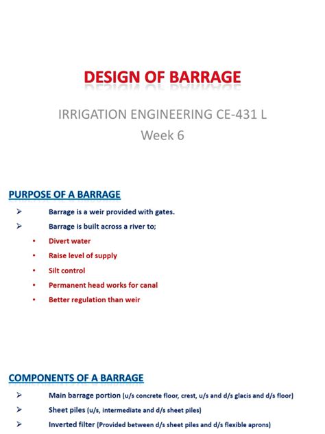 Barrage Design 1 | PDF | River | Flood