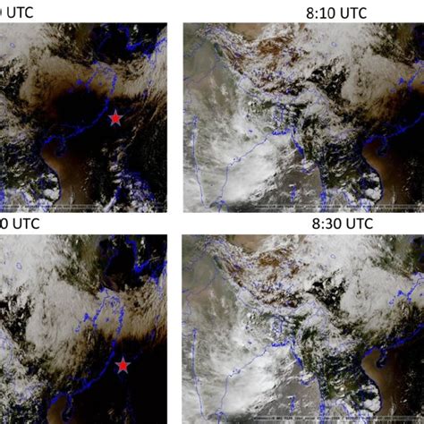 Himawari Satellite true-color images of 21 June 2020 at different ...