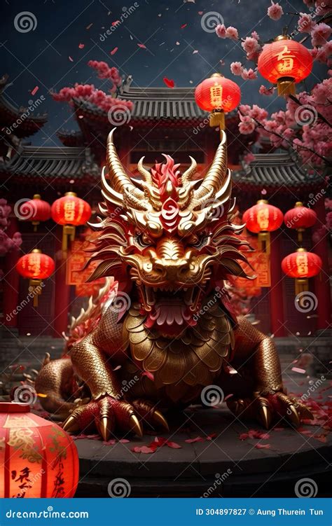 Chinese New Year Celebration As the Year of the Dragon Stock Image - Image of asian, horizontal ...