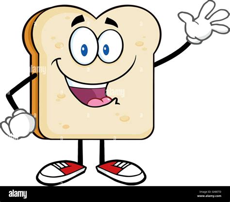 Happy bread slice cartoon character Stock Vector Images - Alamy