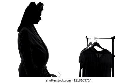 Sad Pregnant Woman Standing Near Wardrobe Stock Photo 1218103714 ...