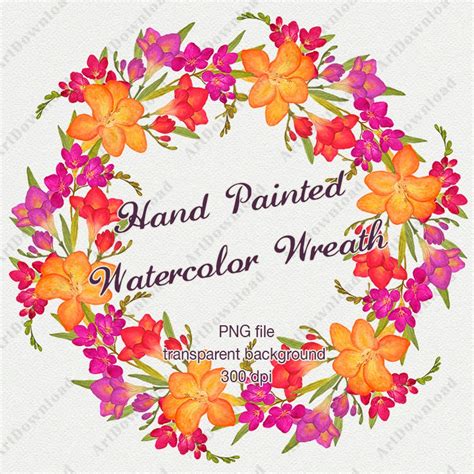 Watercolor Wreath Clipart Floral Wreath Clipart Hand - Etsy