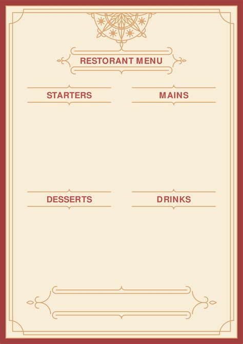 Blank Restaurant Menus - 10 Free PDF Printables | Printablee
