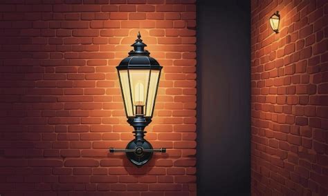 Premium AI Image | Glowing antique lamp brightens old brick wall
