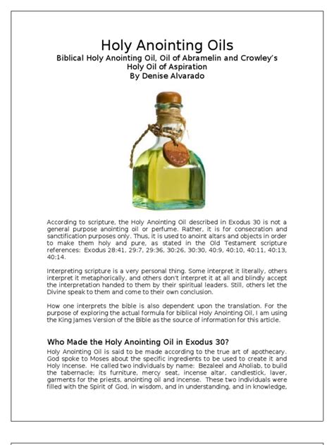 About The Holy Anointing Oil | PDF | Religious Behaviour And Experience | Religious Belief And ...