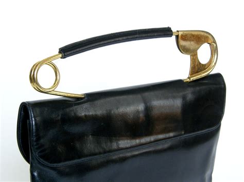 Koret Leather Handbag with Safety Pin Handle at 1stDibs | safety pin handle purse, safety pin ...