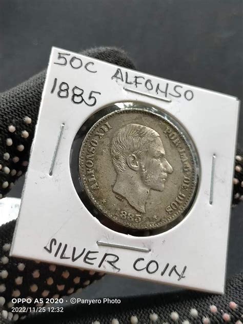 lumang barya ng pilipinas antik 1885 Alfonso xii Fifty centavos antik silver coin, Hobbies ...