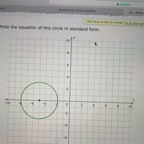 write the equation of this circle in standard form - brainly.com