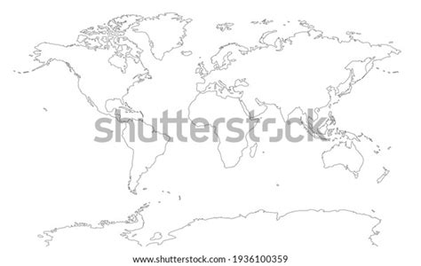 Outline World Map Sketch On White Stock Vector (Royalty Free) 1936100359 | Shutterstock