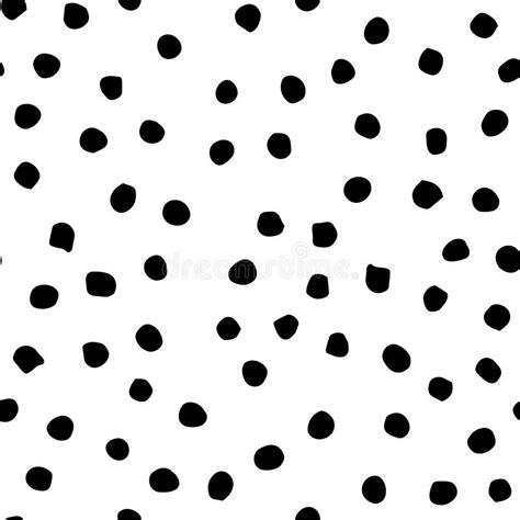 Seamless Hand Drawn Doodle Polka Dots Brush Black and White Pattern ...