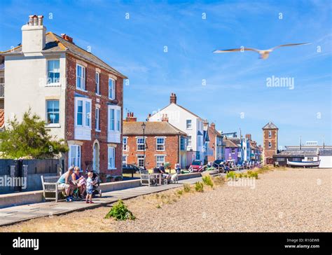 Aldeburgh Suffolk Aldeburgh beach shingle beach pebble beach with georgian houses and Aldeburgh ...