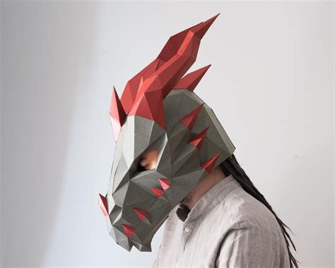 DIY Halloween Mask Paper Dragon Mask Template. Papercraft 3d - Etsy