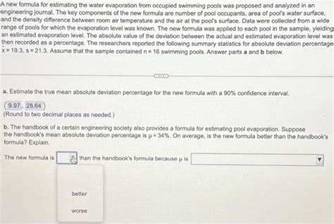 Solved A new formula for estimating the water evaporation | Chegg.com